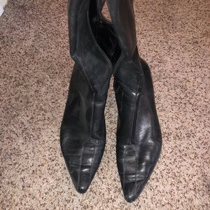 Black leather booties